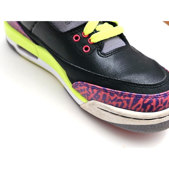 Nike Air Jordan 3 Retro Sneakers Black Atomic Red Kids 6.5Y Basketball Shoes - Picture 13 of 16